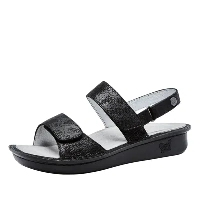Alegria Women's  Verona Sandals Black Leather Adjustable Strap Hawk2499