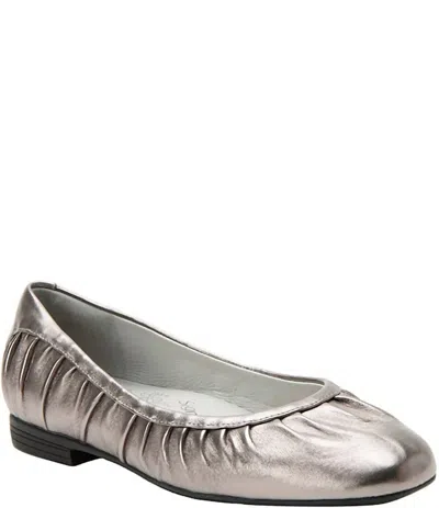 Alegria Women's Beka Pleated Leather Ballet Flats In Pewter In Silver