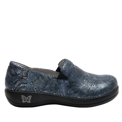Alegria Women's Keli Slip On Leather Shoes In Pewter Lace In Blue