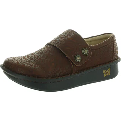 Alegria Womens Textured Leather Flat Shoes In Brown