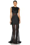 Alejandra Alonso Rojas Abstract Sheer Gown In Black