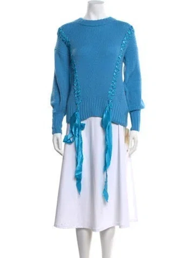 Pre-owned Alejandra Alonso Rojas Bateau Neckline Sweater W/ Tags In Blue
