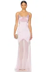 Alejandra Alonso Rojas Bias Gown With Flower In Pink