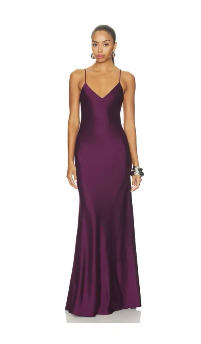 Alejandra Alonso Rojas Bias Slip Gown In Bordeaux