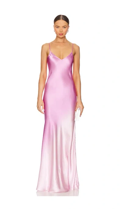 Alejandra Alonso Rojas Bias Slip Gown In Fuschia Degrade