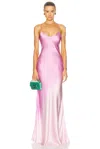 Alejandra Alonso Rojas Bias Slip Gown In Fuschia Degrade