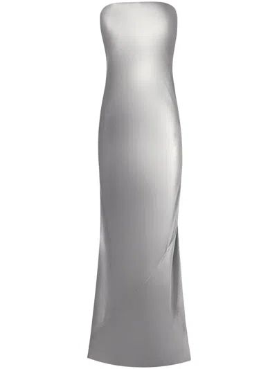 Alejandra Alonso Rojas Bow-detail Bustier Gown In Silver