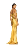 Alejandra Alonso Rojas Bustier Bow Gown In Metallic Gold