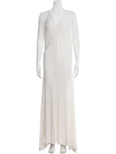 Pre-owned Alejandra Alonso Rojas Cashmere Long Dress In Neutral