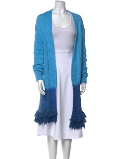 Pre-owned Alejandra Alonso Rojas Cashmere Open Front Sweater In Blue