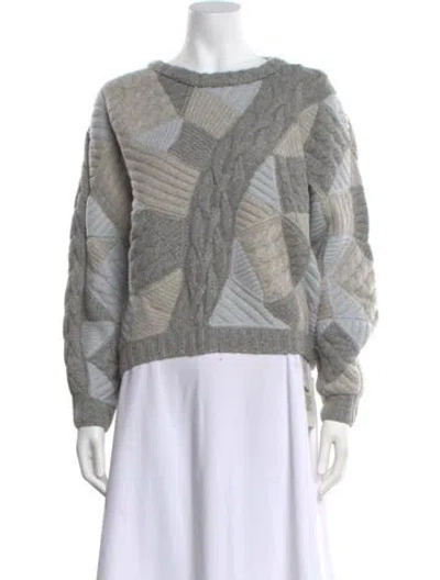 Pre-owned Alejandra Alonso Rojas Cashmere Printed Sweater W/ Tags In Gray