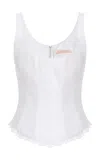 Alejandra Alonso Rojas Cotton Broderie Corset Top In White