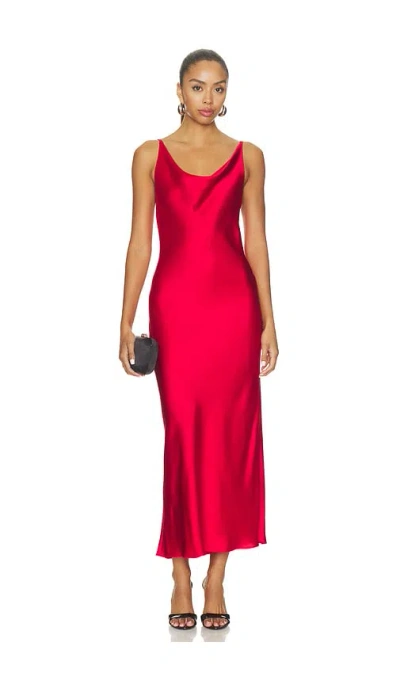 Alejandra Alonso Rojas Cowl Bias Slip Dress In Carnation Red