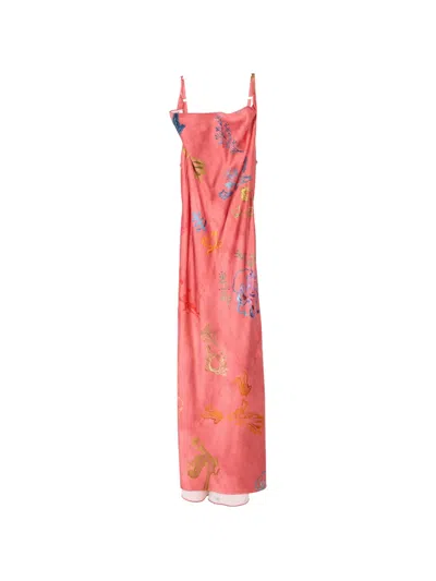 Alejandra Alonso Rojas Cowl Neck Printed Midi Dress In Pink