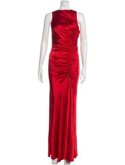 Pre-owned Alejandra Alonso Rojas Crew Neck Long Dress In Pink