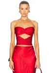 Alejandra Alonso Rojas Cut Out Bustier Top In Red