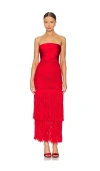 Alejandra Alonso Rojas Draped Bustier Dress With Crochet In Red