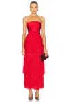 Alejandra Alonso Rojas Draped Bustier Dress With Crochet In Red