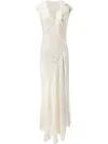 Alejandra Alonso Rojas Draped Chiffon Dress In Neutrals