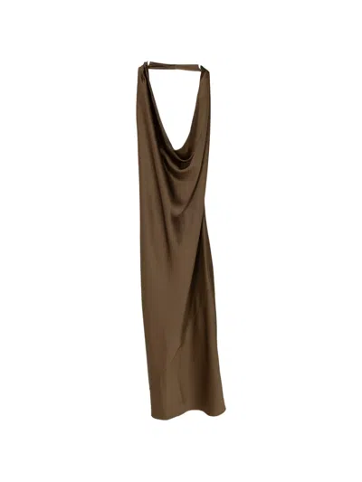 Alejandra Alonso Rojas Draped Halter Midi Dress In Brown