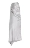 Alejandra Alonso Rojas Draped Silk Maxi Skirt In Silver