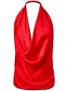 Alejandra Alonso Rojas Draped Silk Top In Red