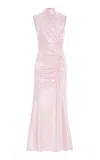 Alejandra Alonso Rojas Exclusive Aline Mock-neck Silk Mini Dress In Pink