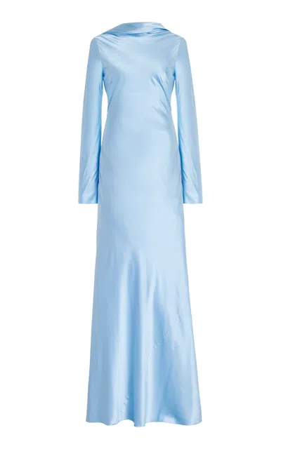 Alejandra Alonso Rojas Exclusive Draped Silk Gown In Blue