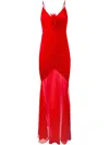 Alejandra Alonso Rojas Floral-appliqué Chiffon Dress In Red