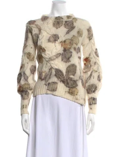 Pre-owned Alejandra Alonso Rojas Floral Print Crew Neck Sweater In Neutral
