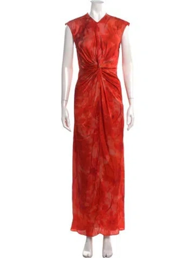 Pre-owned Alejandra Alonso Rojas Floral Print Long Dress In Orange