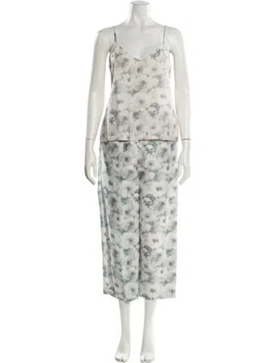 Pre-owned Alejandra Alonso Rojas Floral Print Pajamas W/ Tags In Gray