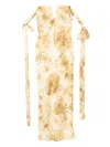 Alejandra Alonso Rojas Floral-print Plunging Gown In Yellow