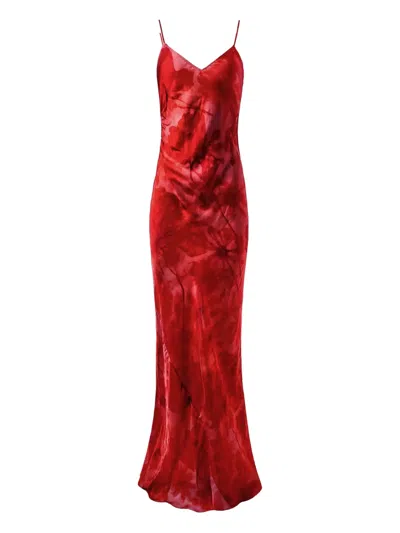 Alejandra Alonso Rojas Floral-print Slip Dress In Red