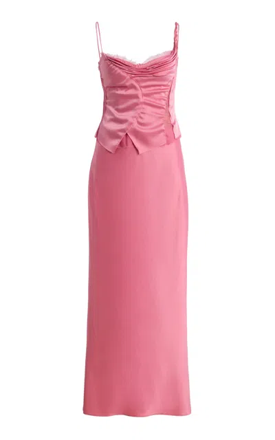 Alejandra Alonso Rojas Hand-draped Satin Bustier Dress In Pink