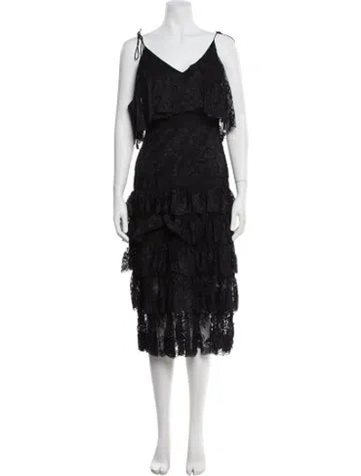 Pre-owned Alejandra Alonso Rojas Lace Midi Length Dress In Black