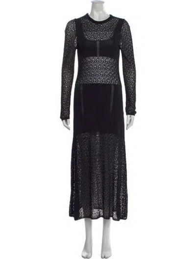 Pre-owned Alejandra Alonso Rojas Lace Pattern Long Dress In Black