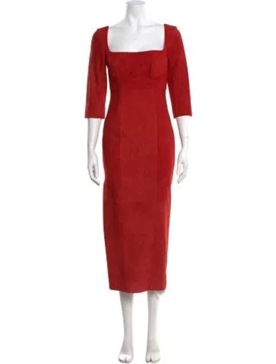 Pre-owned Alejandra Alonso Rojas Lambskin Long Dress In Red
