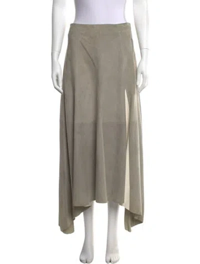 Pre-owned Alejandra Alonso Rojas Lambskin Long Skirt In Gray