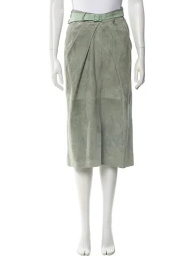 Pre-owned Alejandra Alonso Rojas Lambskin Midi Length Skirt In Green