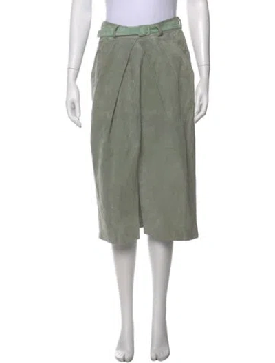 Pre-owned Alejandra Alonso Rojas Lambskin Midi Length Skirt In Green
