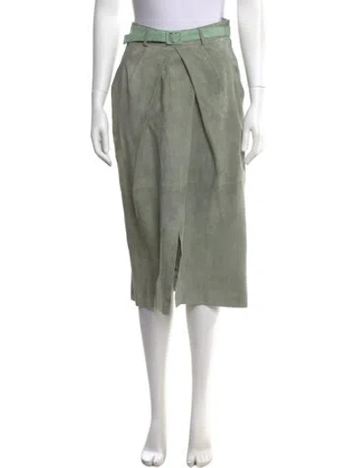 Pre-owned Alejandra Alonso Rojas Lambskin Midi Length Skirt W/ Tags In Green
