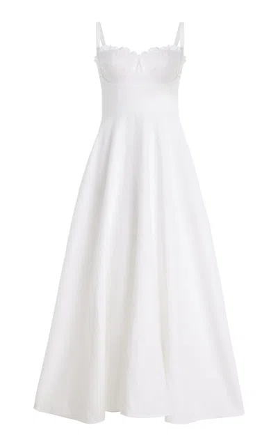 Alejandra Alonso Rojas Linen Broderie Bustier Maxi Dress In White