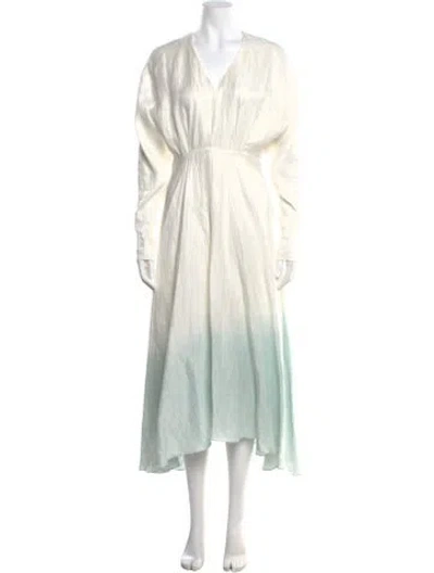 Pre-owned Alejandra Alonso Rojas Linen Long Dress In Neutral