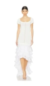 Alejandra Alonso Rojas Long Jersey Draped Skirt In White