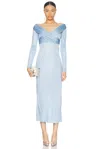 Alejandra Alonso Rojas Exclusive Draped Silk Gown In Sky Blue