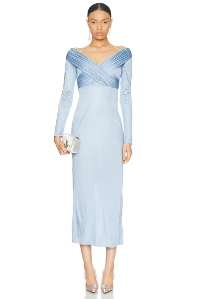 ALEJANDRA ALONSO ROJAS LONG SLEEVE DRAPED JERSEY DRESS