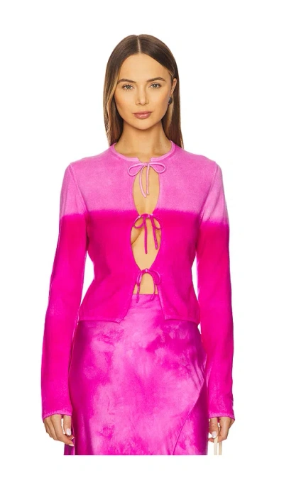 Alejandra Alonso Rojas Machine Knit Cardigan In Fuschia Degrade