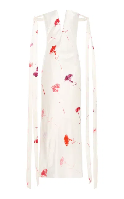 Alejandra Alonso Rojas Off-the-shoulder Silk Maxi Dress In Print
