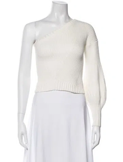 Pre-owned Alejandra Alonso Rojas One-shoulder Long Sleeve Top In Neutral